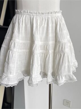 White Tiered Ruffle Mini Skirt